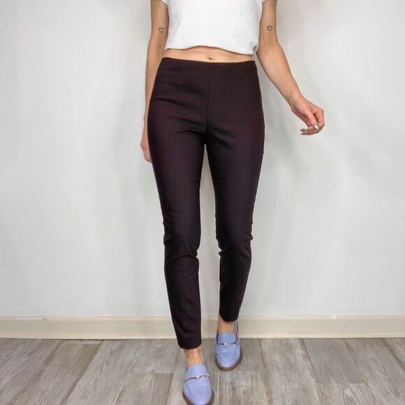 ST. JOHN faux leather pants skinny leg flat front chocolate brown mid rise 3006 - Picture 1 of 14
